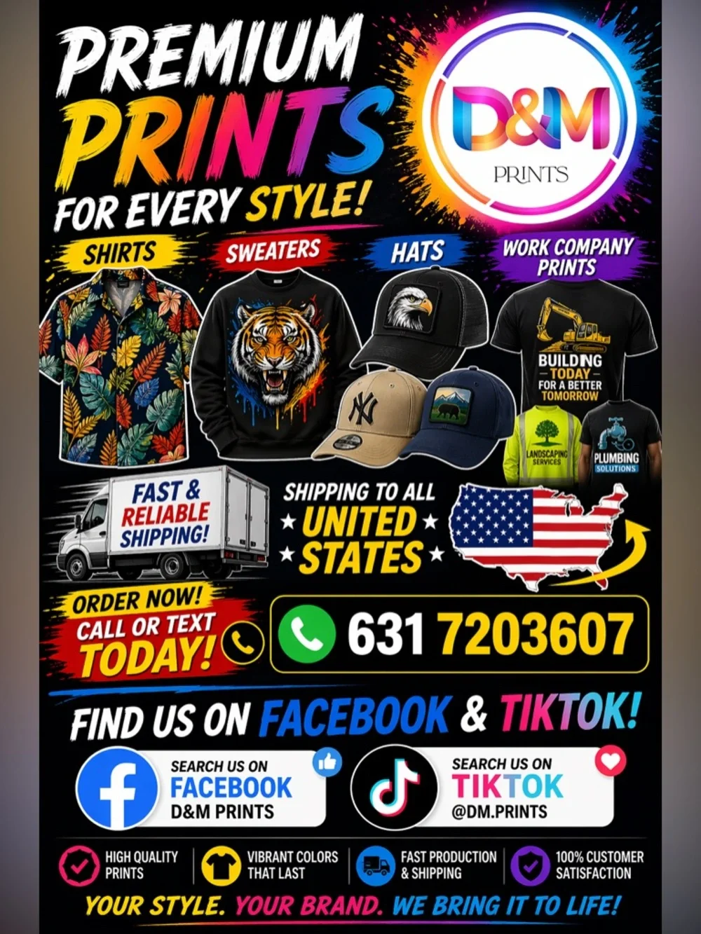 Custom Party Supply Poster - Black & Multicolor